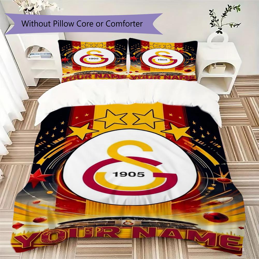 Custom Name Galatasaray Pattern Bedding uilt Set uilt Cover Pillowcase Home Decoration Birthday Gift (1*duvet cover+2*pillowcase without core)