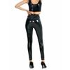 Damen Leggings aus Kunstleder, glänzend, dehnbar, enge Hose, hoch tailliert, schmale Miederhose