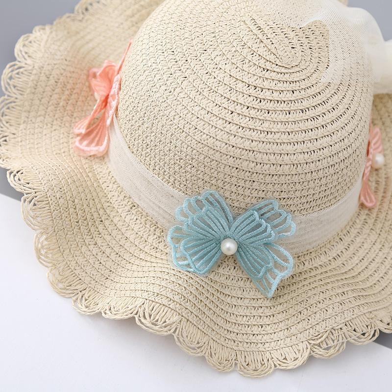 Kinder Sonnenhut Sommer Mädchen Sonnenhut Strohhut Spitze Prinzessin Strandhut