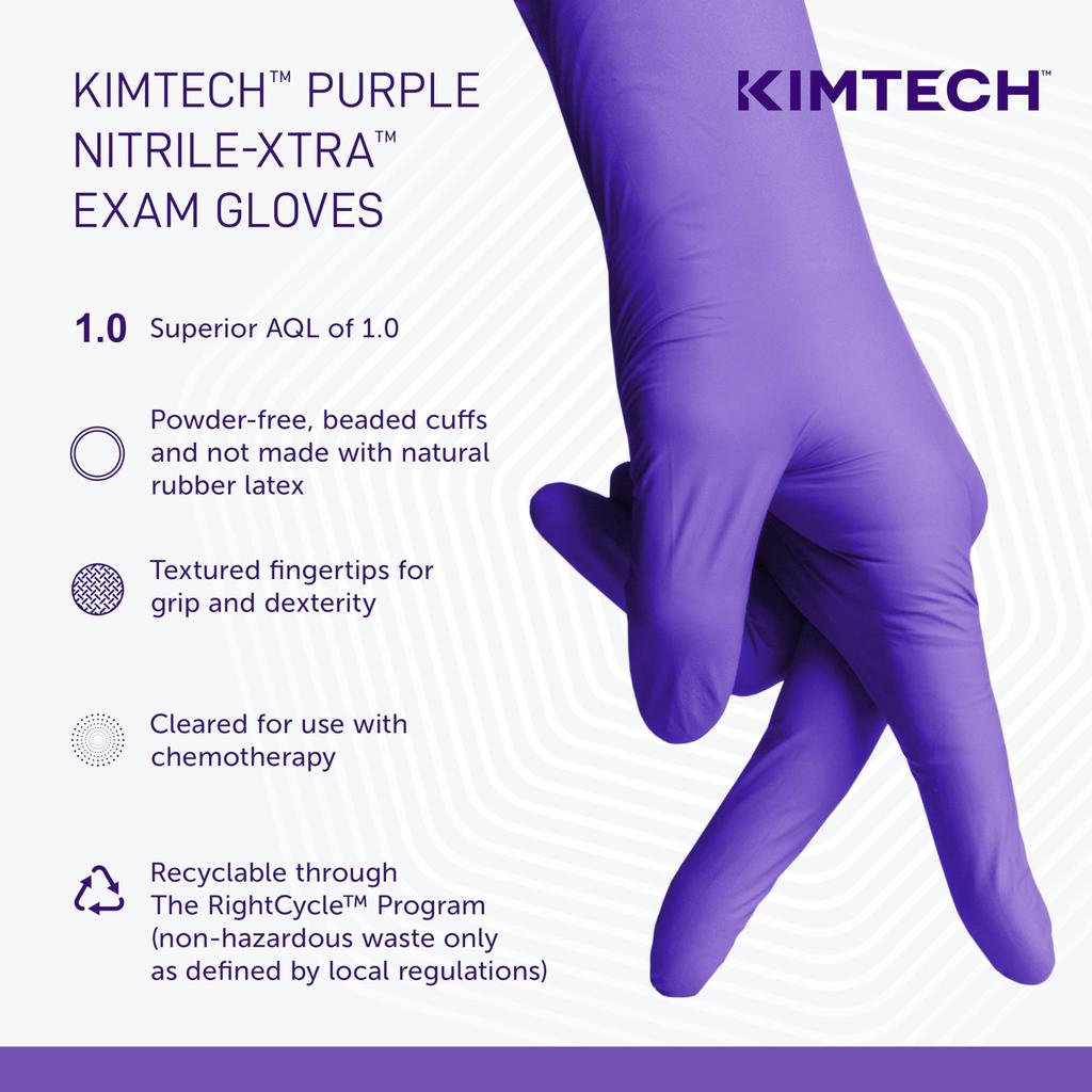 Purple Nitrile Exam Gloves S 50 Pieces 30cm Kimberly-Clark Extra Powder-Free (Length Prospec)