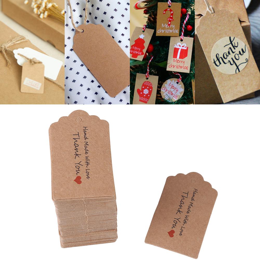 100pcs Brown Handmade Hang Label Wedding Favor Gift Dessert Tags Clothing Jewelry Price Tag #3