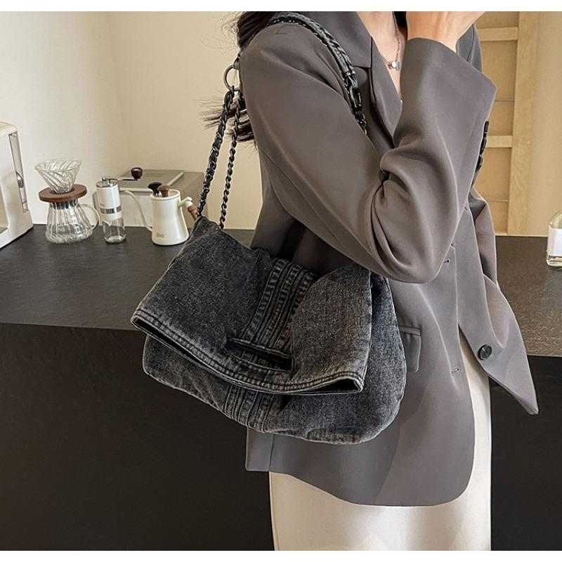 New Style Large Capacity Commuter Bag for Women, Fashionable Denim Tote Bag