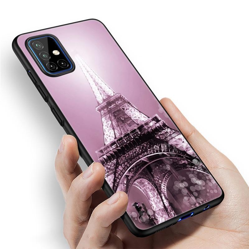 Love Paris Eiffel Tower Case For Samsung Galaxy A12 A02S A22 A32 A52 A72 A71 A51 A41 A31 A21 A11 A50 A70 A10S A20S Black Cover