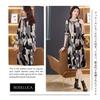 Geometric Knit Mock Geometric Size L ROSELUCA. Dress, Women's, Knee-Length, Spring/Autumn, Neck, Elegant, Print, Retro, Cashmere-Like, Soft, Simple,