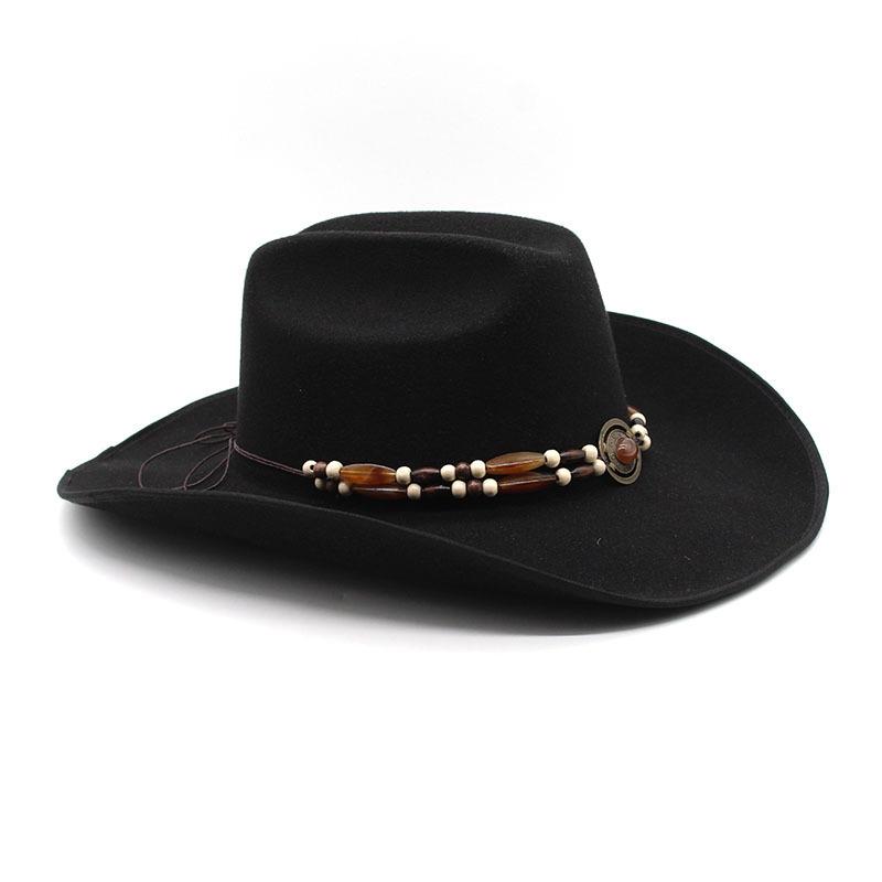 9.5Cm Big Brim Hemmed Woolen Hat Western Cowboy Gift Hat Men'S And Women'S Couple Hat Ethnic Felt Hat