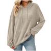 Women's Solid Color Ribbed Hooded Sweatshirt - Long Sleeve, Brushed, Autumn/Winter 2025 Collection