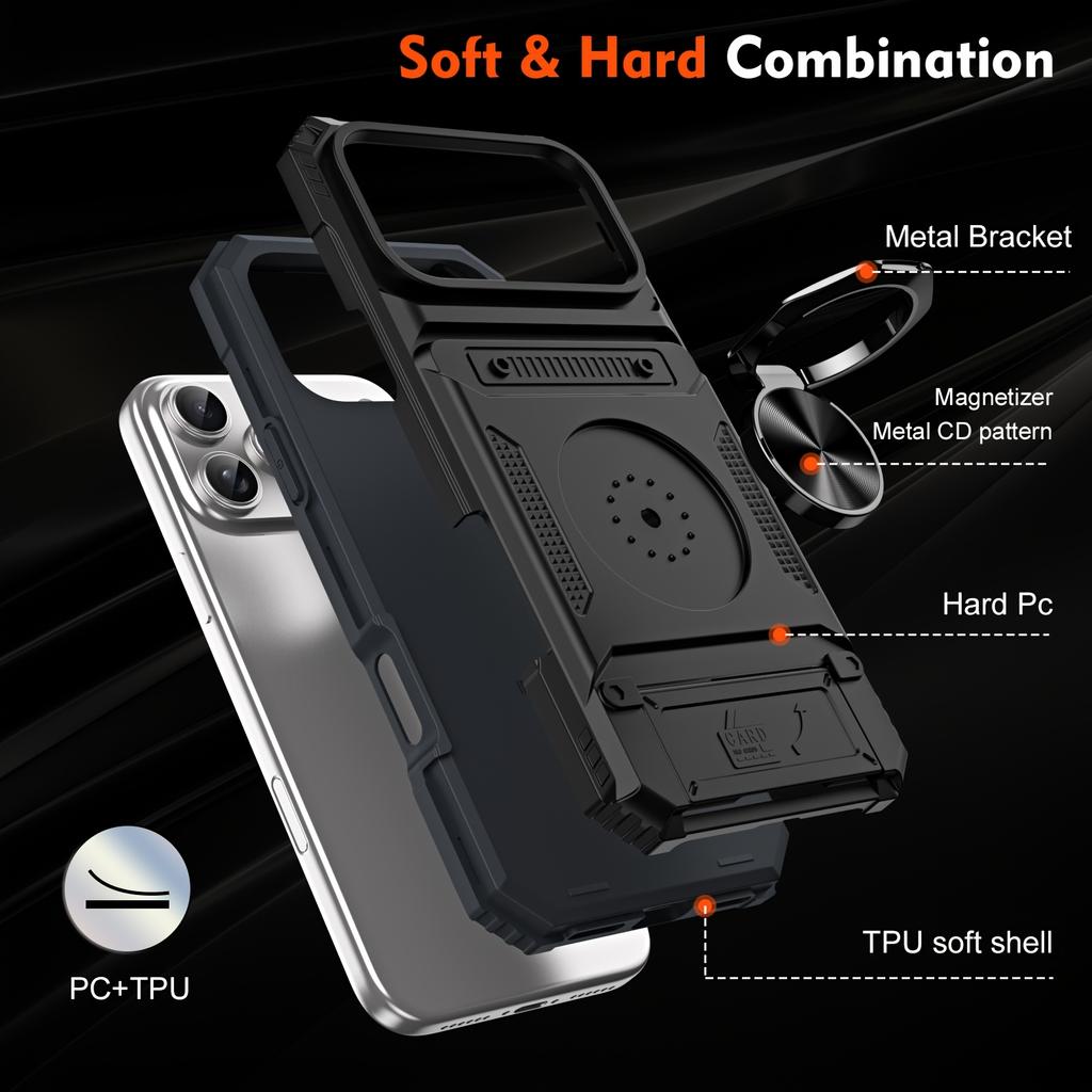 Case for For Iphone 17 16 1 14 Plus 13 12 Pro Max 11 Magnetic Rotated Ring Kickstand Heavy Duty Drop Protection Wallet Cover