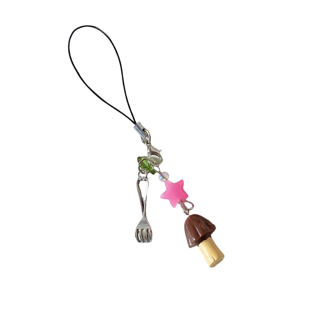 Vintage Mushroom Keychain Fashion Phone Pendant Hanging Ornament for Fashion Enthusiasts and Retro Style Followers