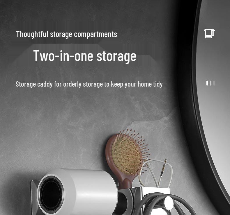 Wall-Mounted Stainless Steel Multifunctional Bathroom Hair Dryer Holder