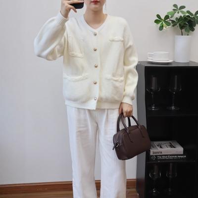 Herbst und Winter neuer temperamentvoller Strickcardigan sanfter lässiger Wind weiches wachsartiges Pulloverjacke Damen