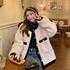 Korean version of fashion imitation lamb wool jacket women's autumn and winter new loose contrasting colors show temperament versatile