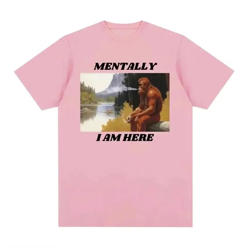 2026 Fashion ShortSleeved TShirt  21st Century Style Clothing  Unisextally I Am Here  Monkey Funny Expression Pattern TShirt