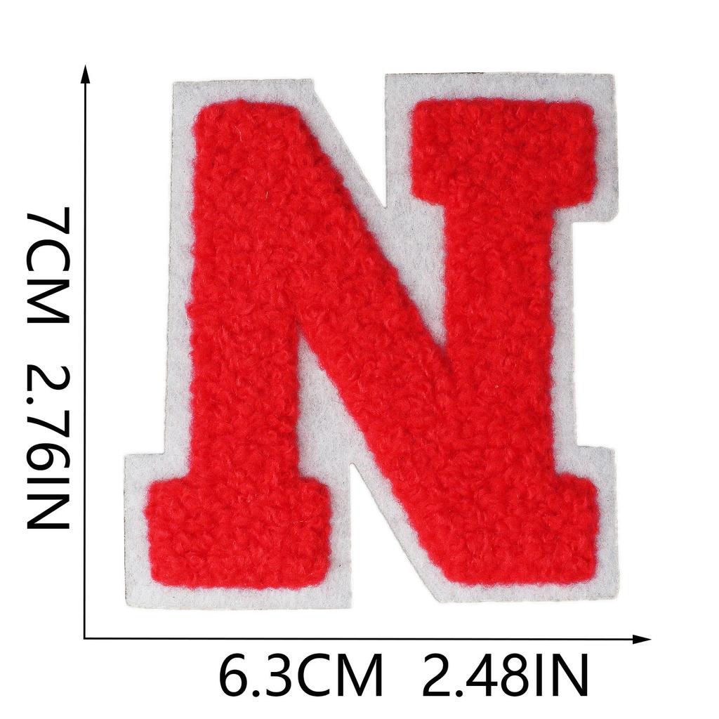 7Cm White Background Red Character Embroidery Cloth Sticker English Letters Towel Embroidery Patch Sticker Computer Embroidery Chapter Boy Heat Transf