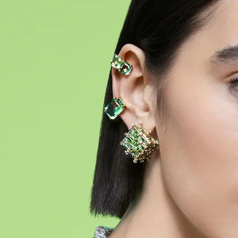 Swarovski Millenia Clip-On Gold Plated Earrings Green Women Earrings 5598358