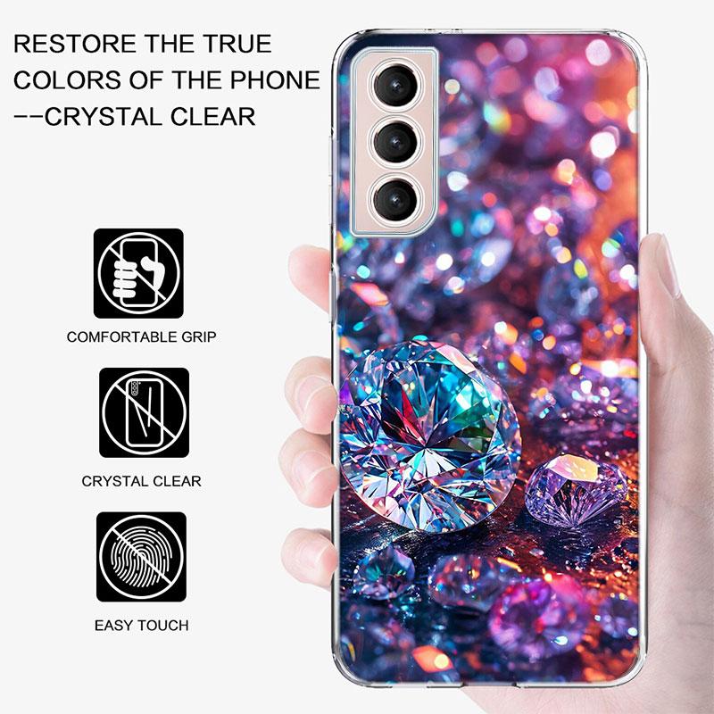 Coque de téléphone avec pierres précieuses en diamant brillante et éblouissante pour Samsung Galaxy S25 Edge S24 S23 FE S21 S20 S10 Plus S22 S26 Ultra Cover Cl