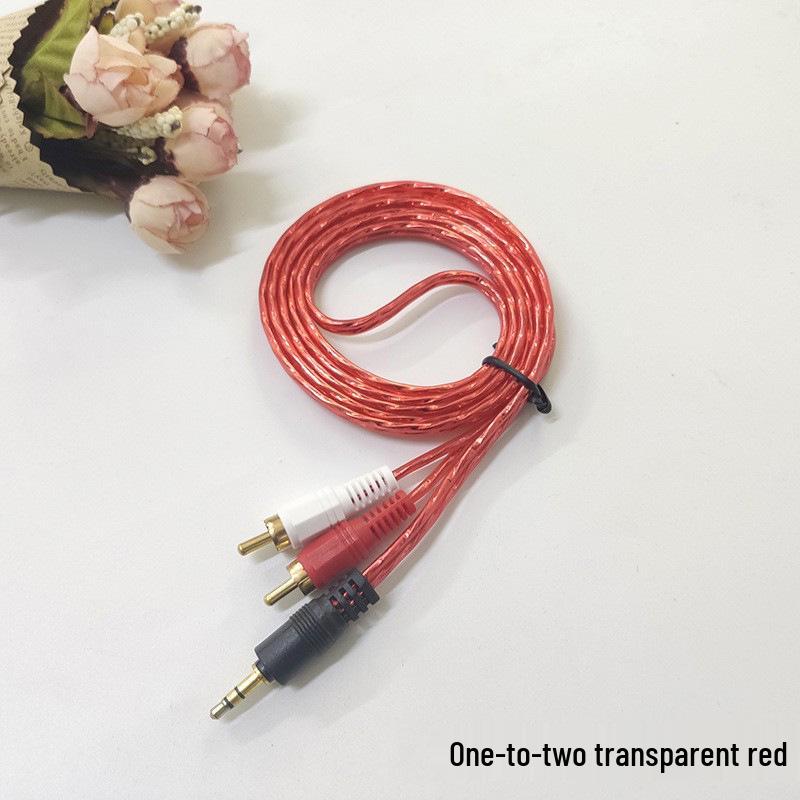 1.5m Transparent Crystal Audio Cable: 3.5mm to 2RCA for Computer Speakers
