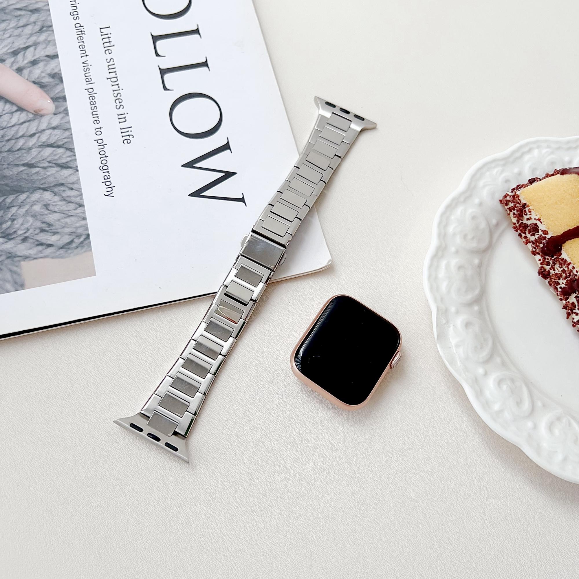 

Для Apple Watch 10 46мм/Ultra 2/Ultra 49мм/9 8 7 45мм/SE (2023) SE (2022) SE 6 5 4 44мм/3 2 1 42мм Браслет з нержавіючої сталі Ремінець для годинника As shown A