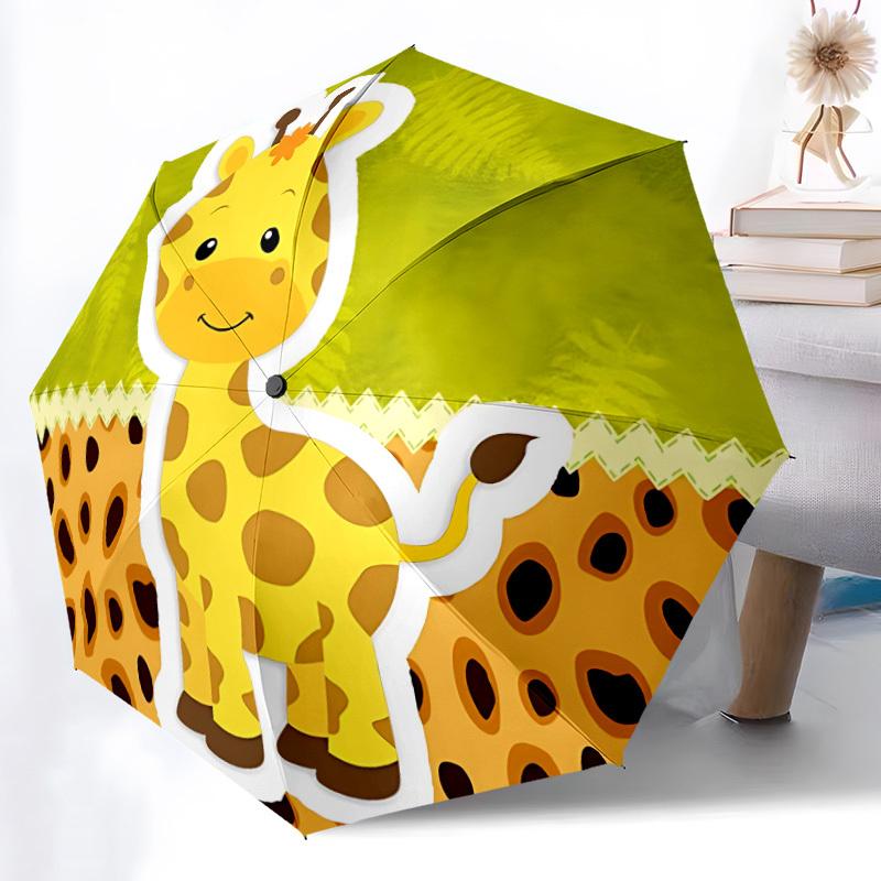 1pc Giraffe Print Folding Umbrella, Durable, Suitable for Outdoor Activities or Rain, Suitable for Commuting Yy251027127