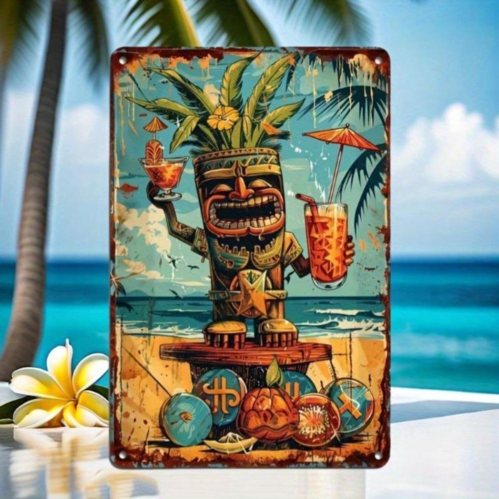 Vintage Tropical Tin Sign Tiki Bar Wall Decor for Pub Cafe Home