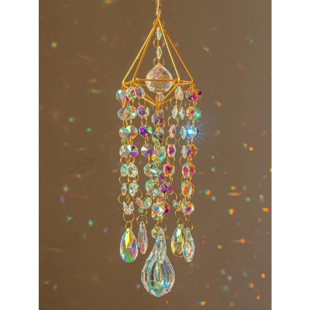 1pc Light Fantasy Crystal Wind Chime Hanging Window Patio Aerial Hanging Suncatcher Rainbow Gift