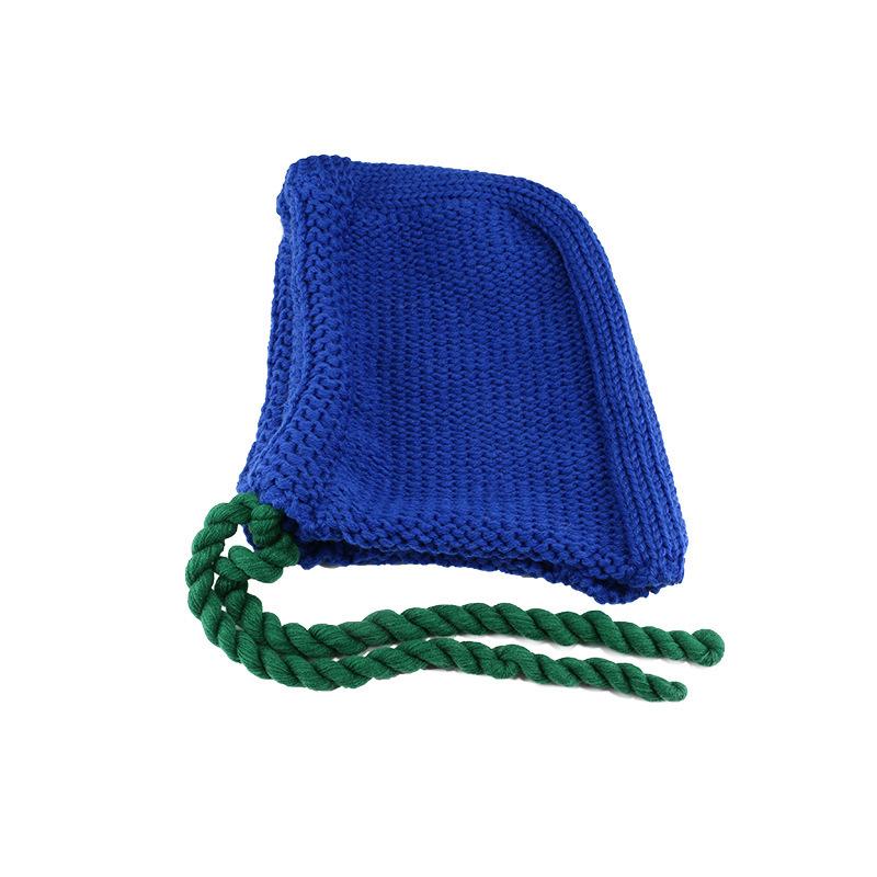 Korean New Style Ins Balaclava Ear Protection Warm Knitted Pullover Hat Thick Thread Blue Wool Hat Men Korean