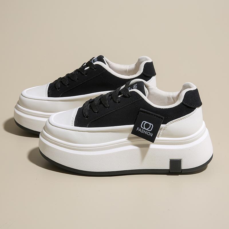 Fashion CRLAYDK Classic Women's Platform Sneakers Low Top Patchwork Lace Up Shoes Increase Ladies Fashion Casual Walking Non Slip Tennis