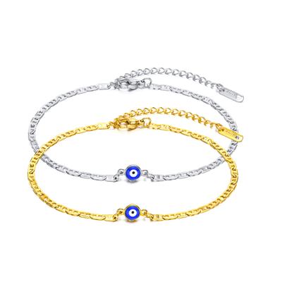 Bracciali Turchi Malocchio per Uomini Ragazzi,Acciaio Inossidabile Maglia Marina Piatta Maglie Ancho Bracciale,Regali Zirconi