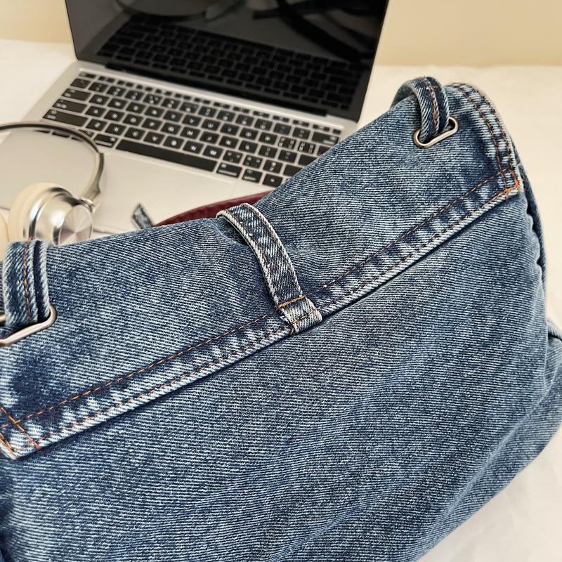 Vintage Denim Bag Women's Large Capacity Shoulder Bag Commuter Tote Bag