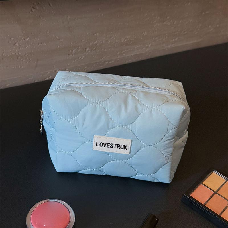 Premium Large Travel Makeup Bag Womens Versatile Cosmetic Kit for Safe Storage in Luggage pillow bag синий