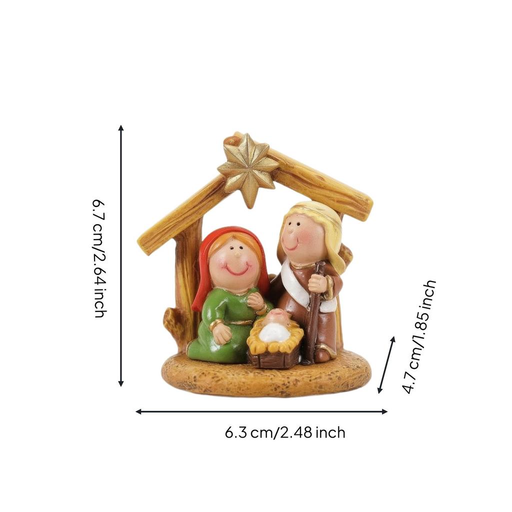 Cartoon-Style Nativity Tabletop Figurine Religious with