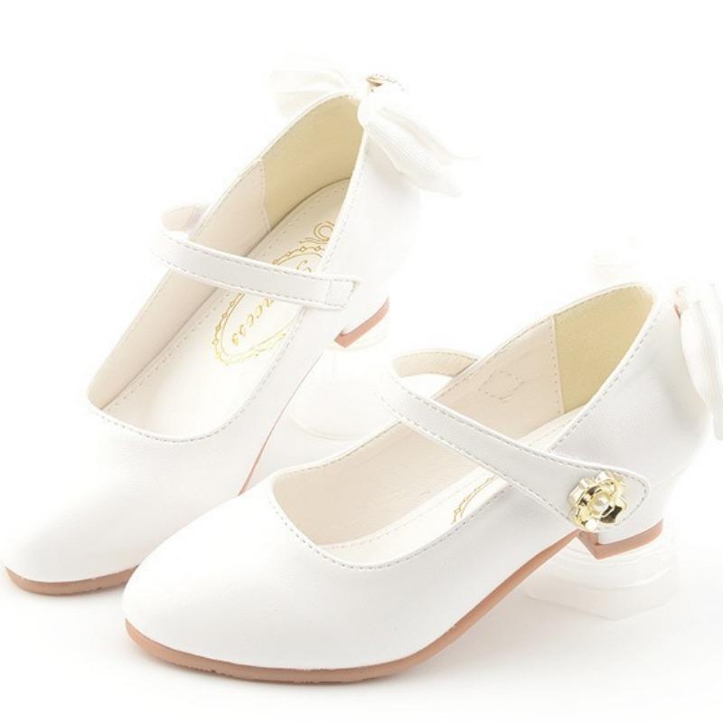 Girls' Fashionable High Heels Korean Style Princess Shoes All-match Shallow-mouth Leather Shoes