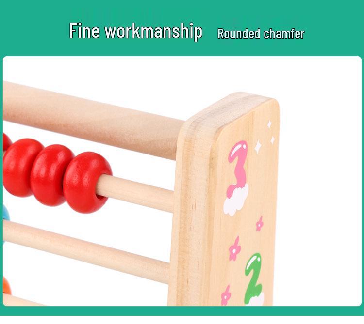 Wooden Colorful Number Abacus: Educational Toy for Kids, Ten-Row Arithmetic Learning Aid