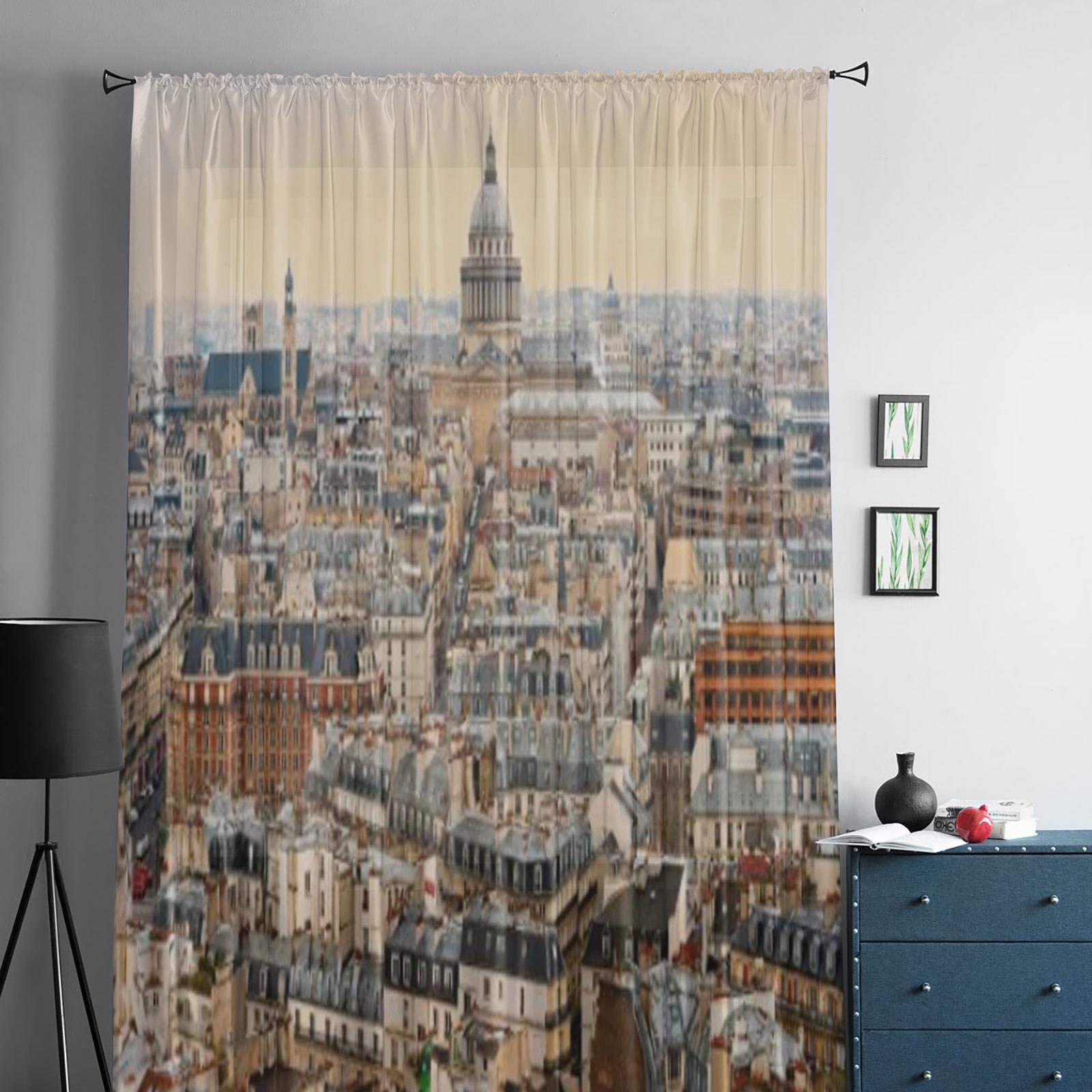 Париж с Пантеоном на закате Франция Прозрачные шторы для гостиной Тюль Оконная штора — фото 2