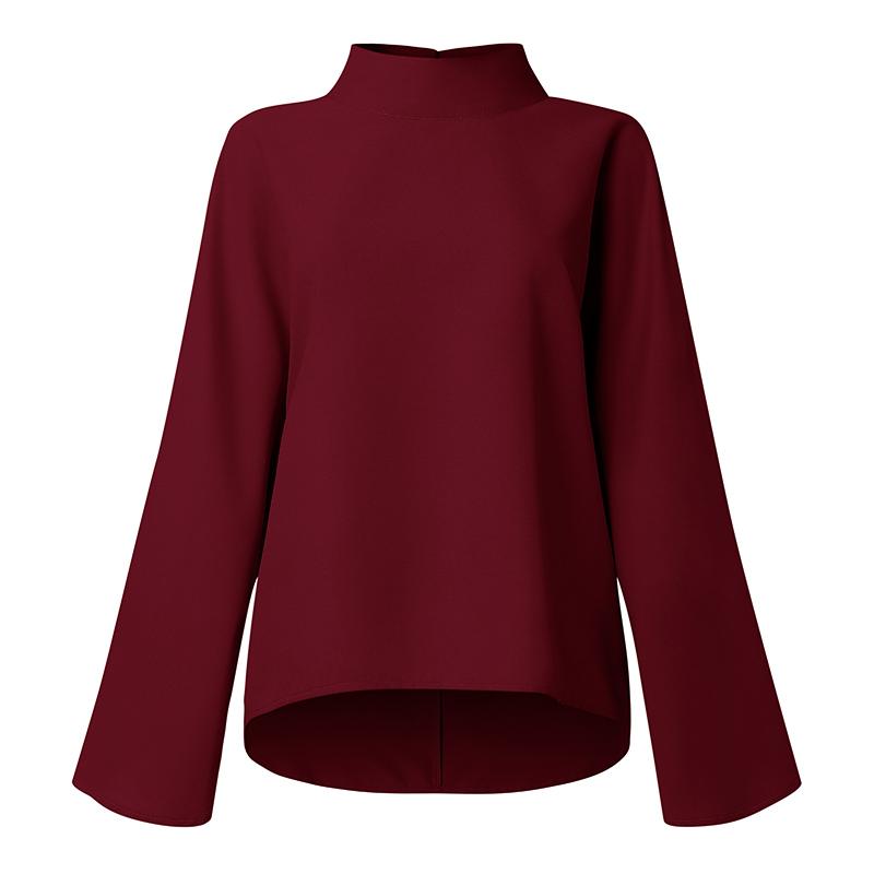 ZANZEA Women Stand Collar Loose Casual Long Sleeve Blouse