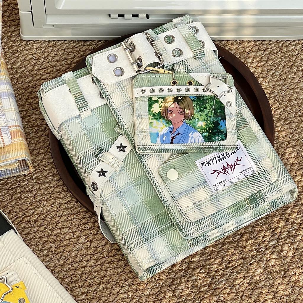 Y2K Denim Checkered A5 Photo Album - 4 Pocket Pages for For Kpop Idol Photocards, Polaroids & Instax Photo Storage