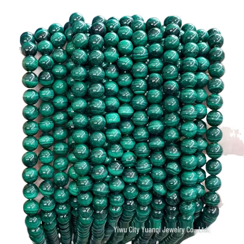 7A Grade Natural Malachite Round Loose Beads for DIY Jewelry Accessories - Handmade Semi-Finished Products