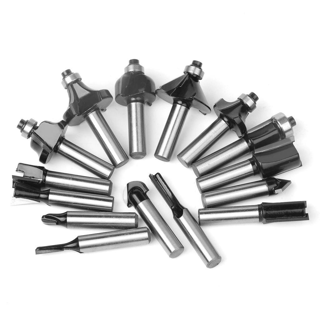 15-Piece 8mm Router Bit Set - Wood Trimming & Carving Kit