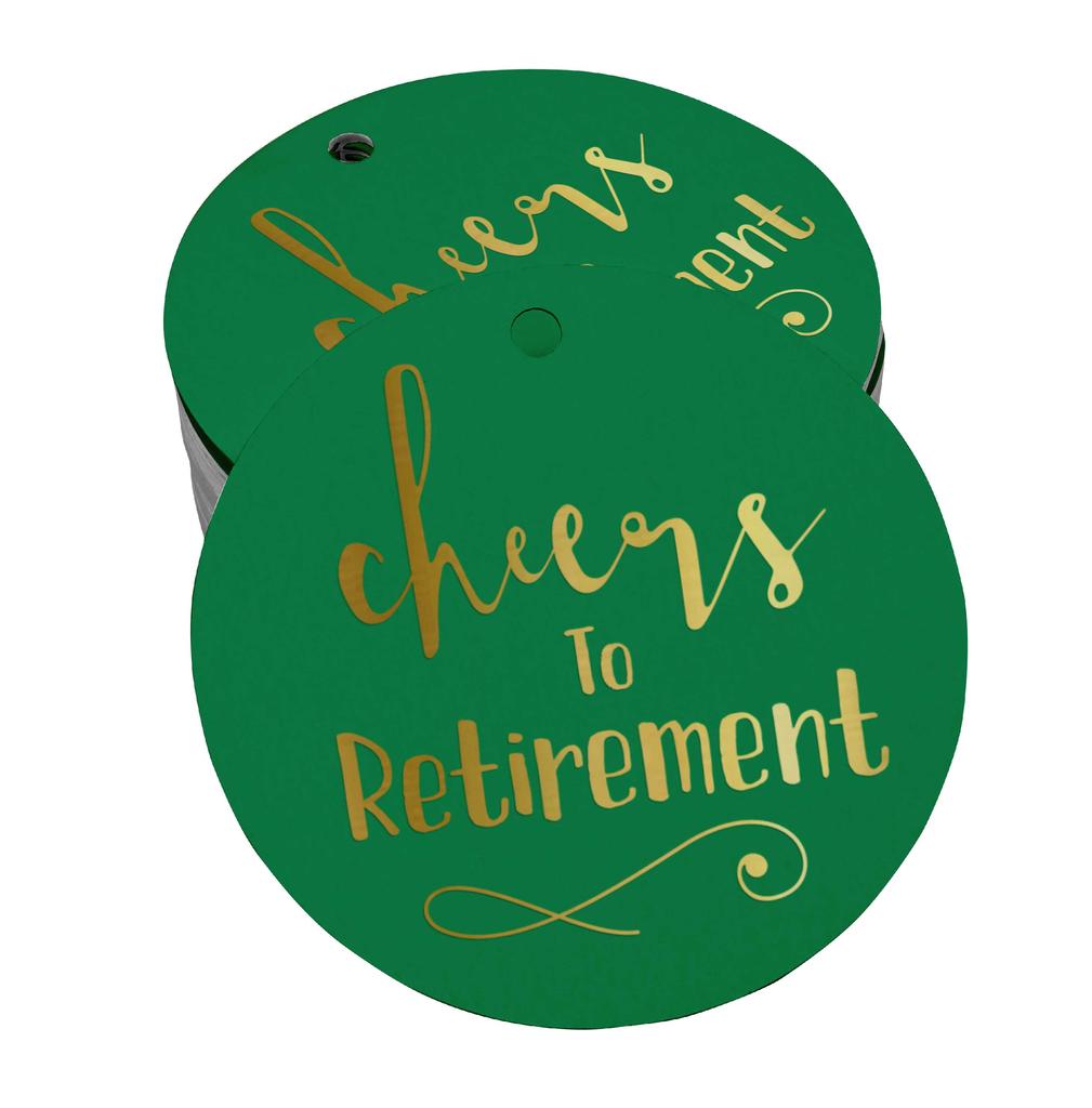 Inkdotpot Pack Of 100 Real Gold Foil Paper Tags Cheers To Retirement Favor Hang