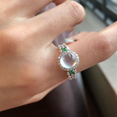 Stil delicat inele de logodnă strălucitoare Inele de calcedonie naturală de gheață de înaltă calitate pentru femei bijuterii de nuntă de lux cu cristal