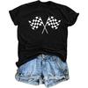 FCGHSII Racing Shirts for Women_ Race Day Tees Checkered Flag Graphic T-Shirts Racecar Lover Short Sleeve Blouse Tops