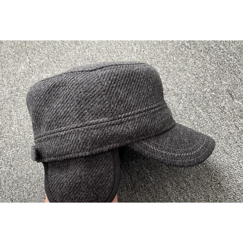 Plus Size Winter Flat Top Baseball Cap with Ear Protection for Men and Grandpa