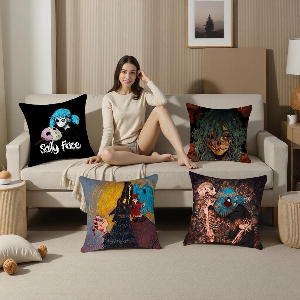 S-Sally Face Pillow Case Plush Fabric Soft Double Sided Print Sofa Cushion Cover Throw Pillow Covers
