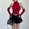 Summer Aesthetic Retro Off Shoulder Top Women Patchwork Sexy High Neck Slim Vest Female Fashion Design Casual Short Street Style Tops New