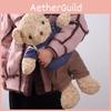 Cute Striped Sweater Brown And Beige Teddy Bear Plush Toy For Girls Home Decor