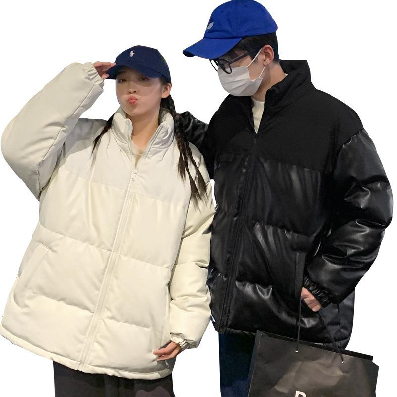 Winter coat men's new stand-up collar cotton-padded clothes thickened men's winter cotton-padded jacket youth leather leather cotton-padded 