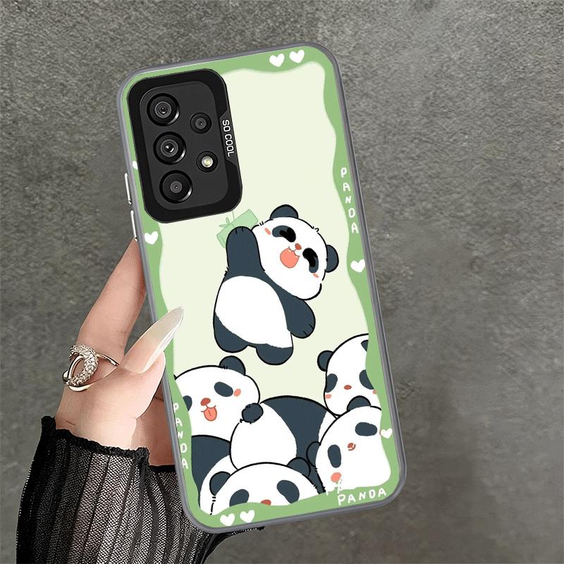 Cute Cartoon Panda Shockproof Phone Case for Samsung A17 A16 A15 A14 A37 A57 A36 A56 A26 A35 A55 A25 A34 A54 A24 A13 A23 A33 A53