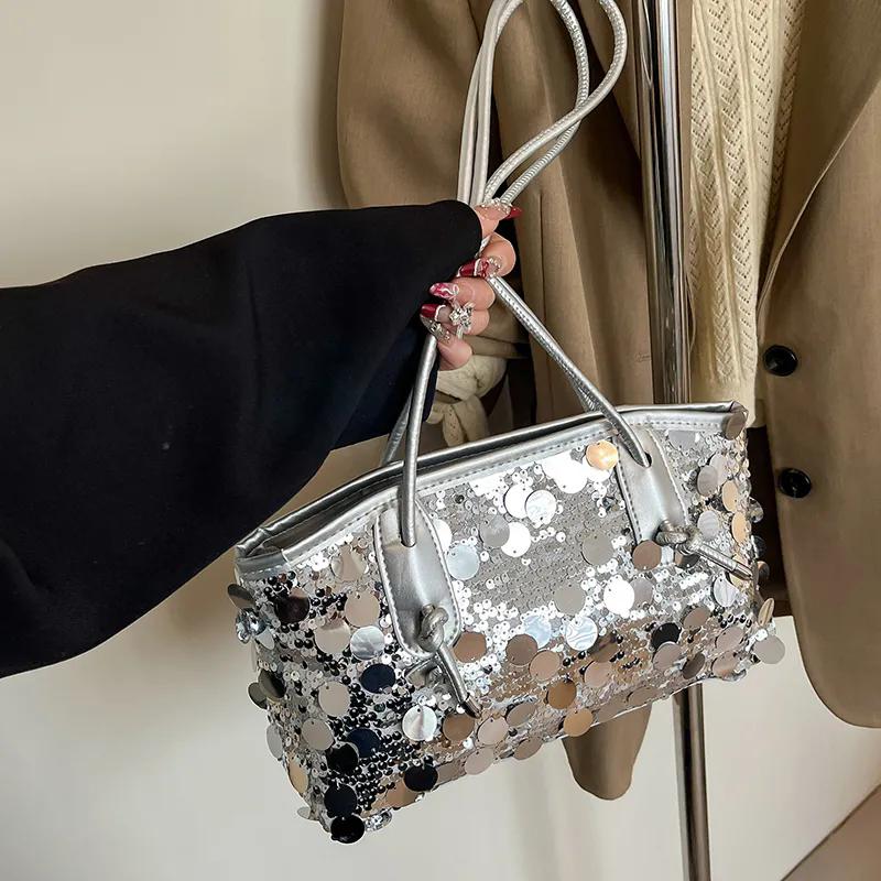 WTEMPO Women's Fashion Sequins Large Capacity Zipper Bags Casual Versatile Singer Shoulder Bags Lady's Commuting Handbags