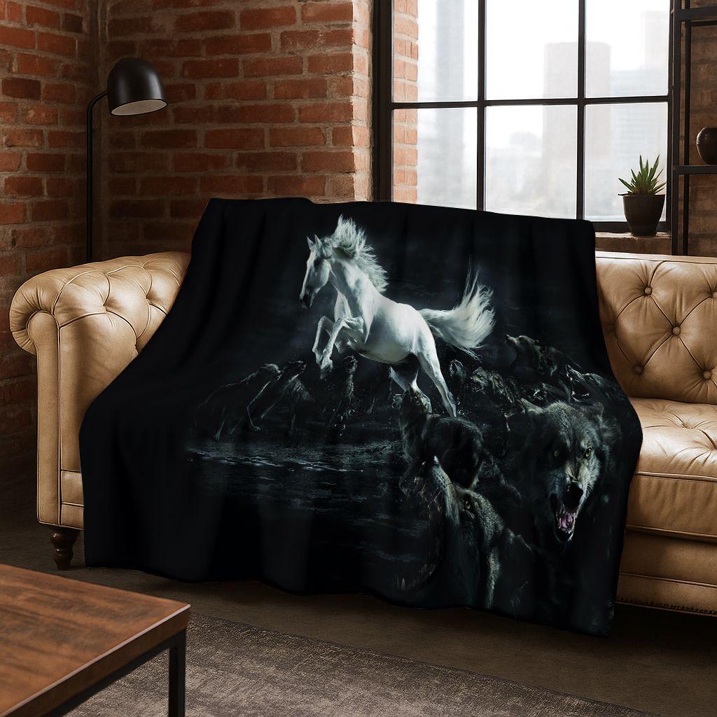 Dream Gallop Steed Kůň Mustang Kreslené Umění Flanelová Přikrývka, Útulná Měkká Dekorační Přikrývka pro Domácí Ložnici Postel Pohovku Kryt Dárek Děti
