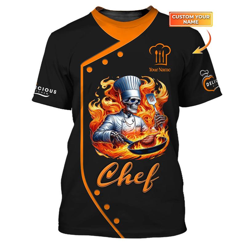 Cook Work T-shirt Personality 3d Printed Customized Name O-neck T Shirts Chef Harajuku Fashion Breathable Tee Top 2026New