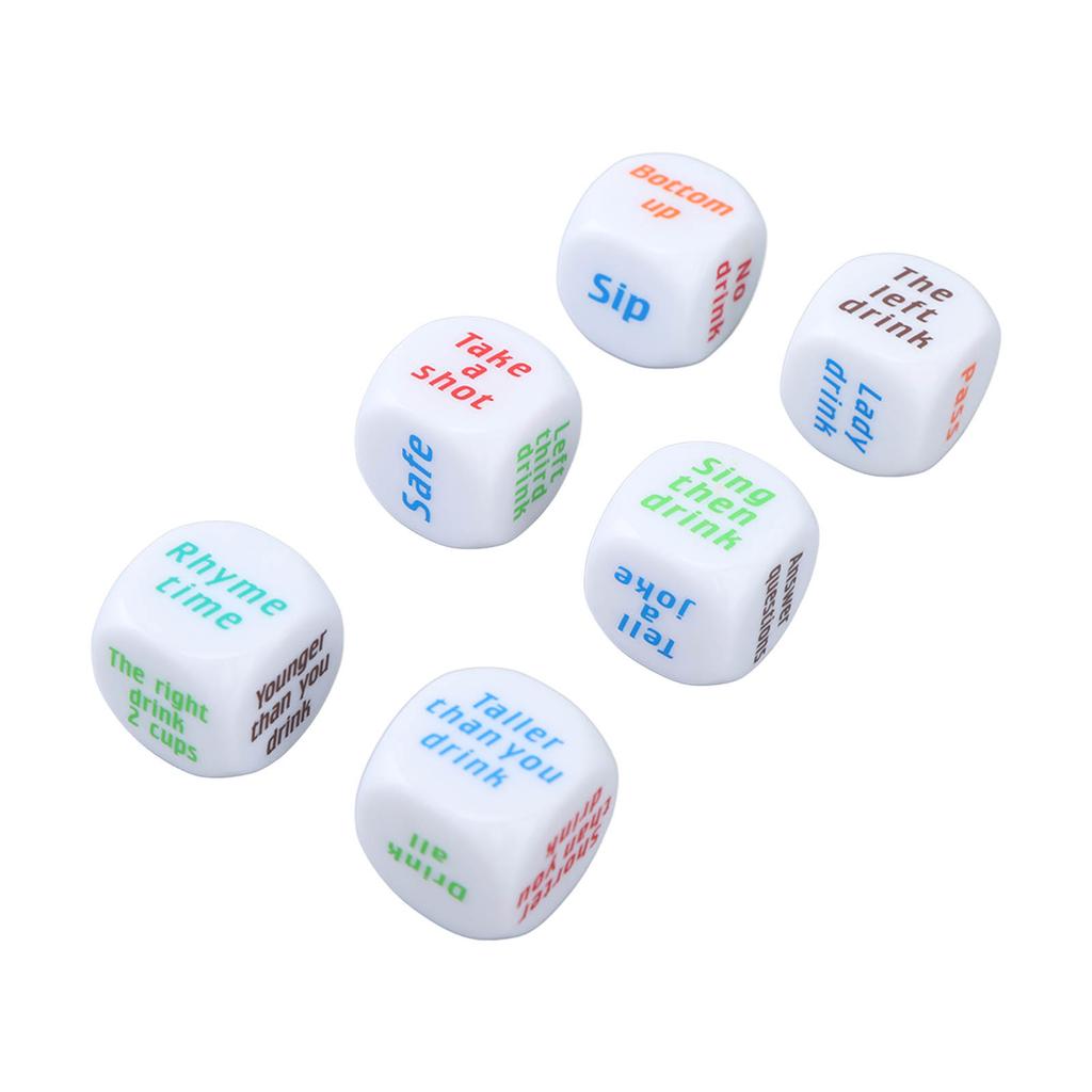 6PCS Large Drinking Dice Set Drinking Game Dice Bar Turnt Drunk Frenzy Party Rolling Decider White